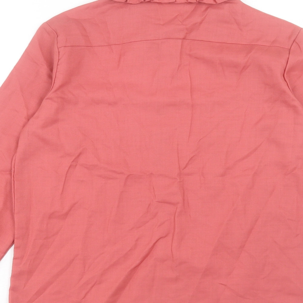 C&A Womens Pink Polyester Basic Button-Up Size 12 Collared