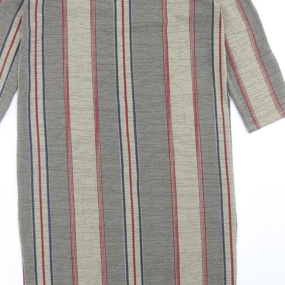 Zara Womens Multicoloured Striped Polyester Jumper Dress Size M Crew Neck Pullover