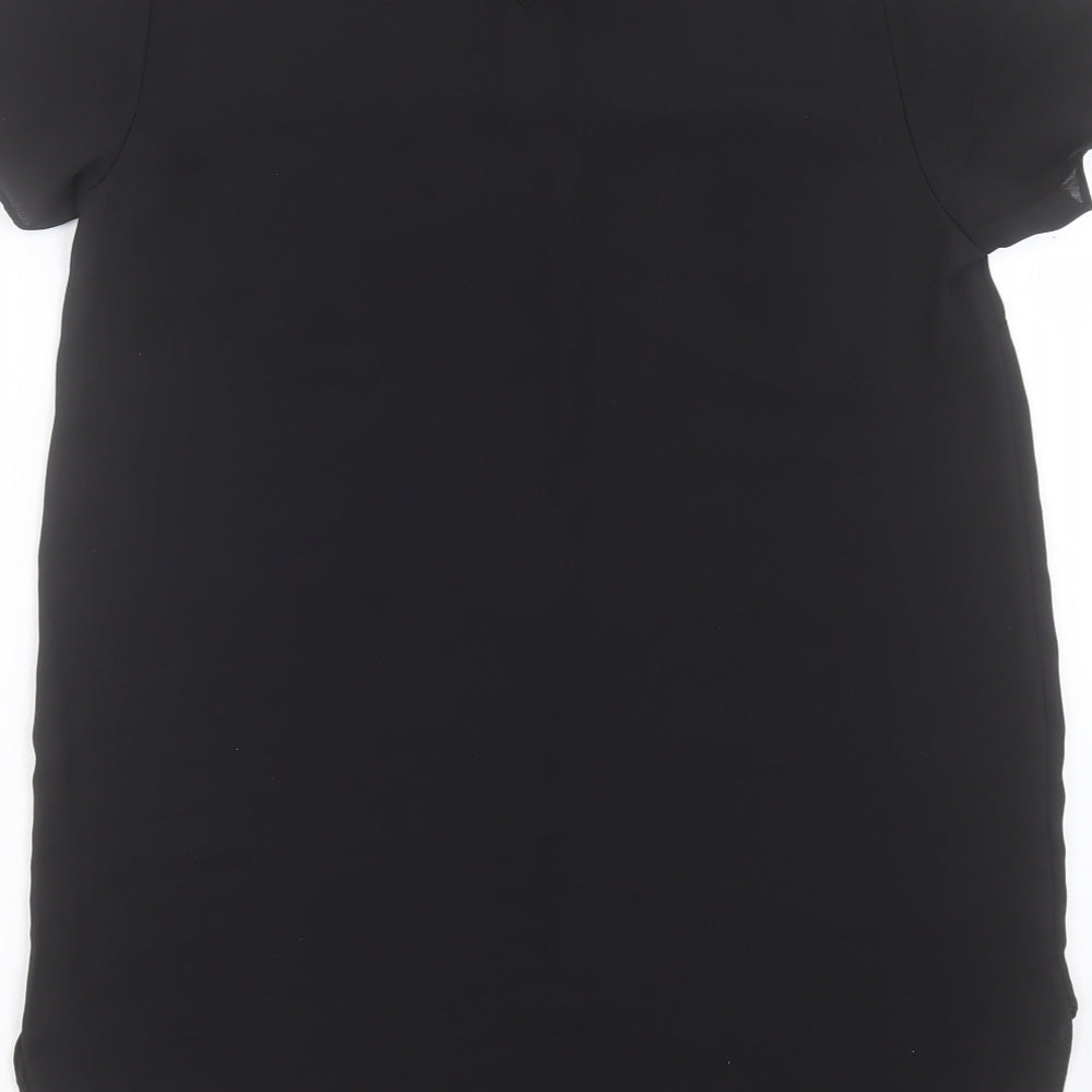 New Look Womens Black Polyester Basic T-Shirt Size 8 Crew Neck
