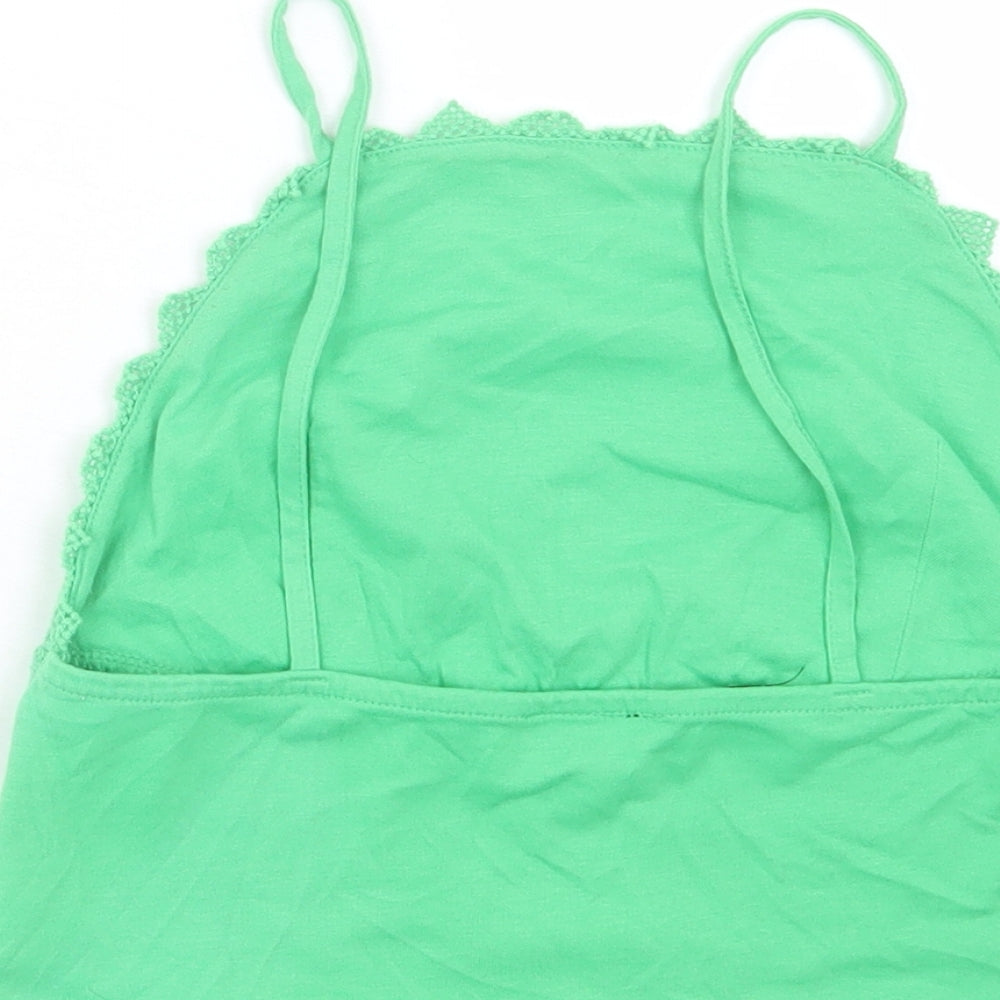 Topshop Womens Green Polyester Cropped Tank Size 8 Square Neck