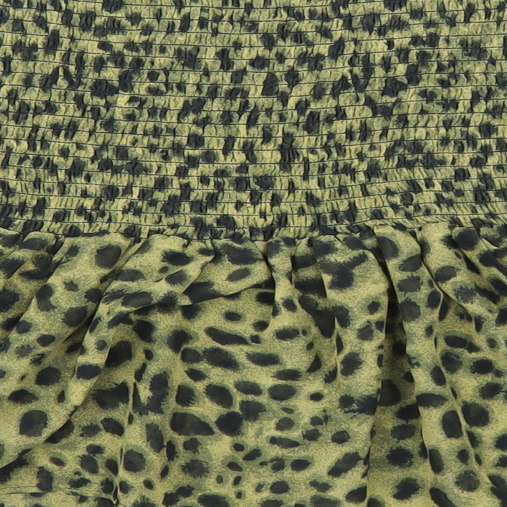H&M Womens Multicoloured Animal Print Polyester Basic Blouse Size S Off the Shoulder