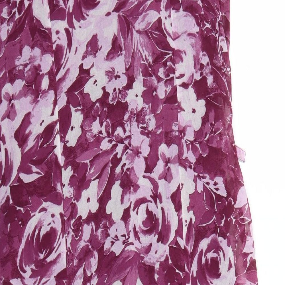 DASH Womens Purple Floral Polyester Maxi Size 12 Scoop Neck Tie