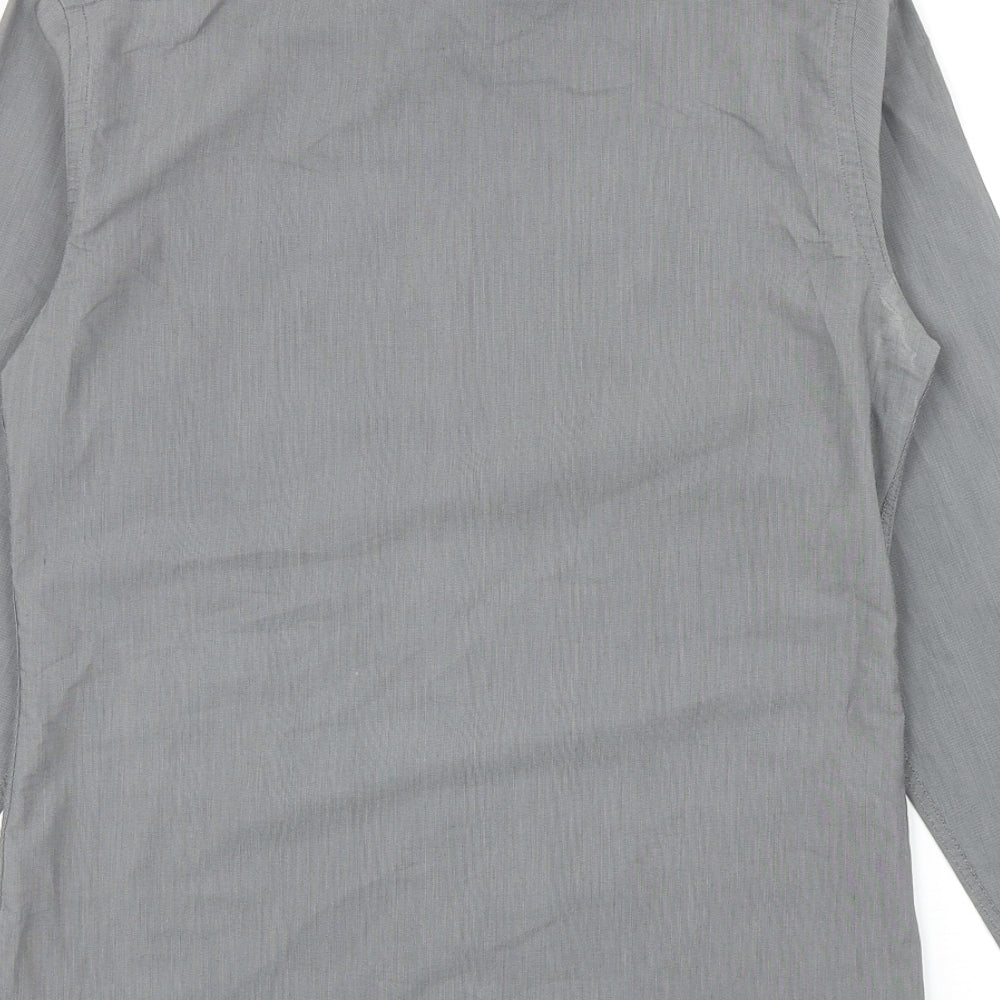 River Island Mens Grey Cotton Button-Up Size S Collared Button