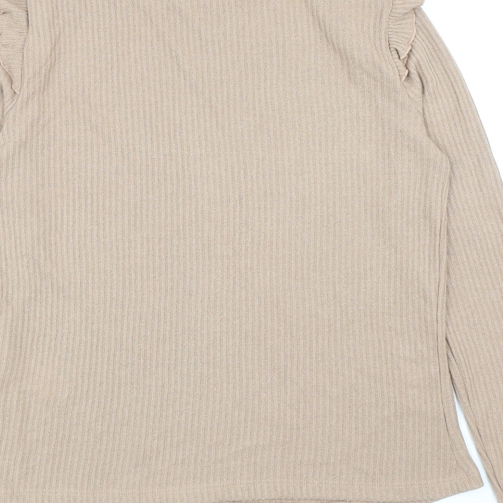 New Look Womens Beige Boat Neck Viscose Pullover Jumper Size 12