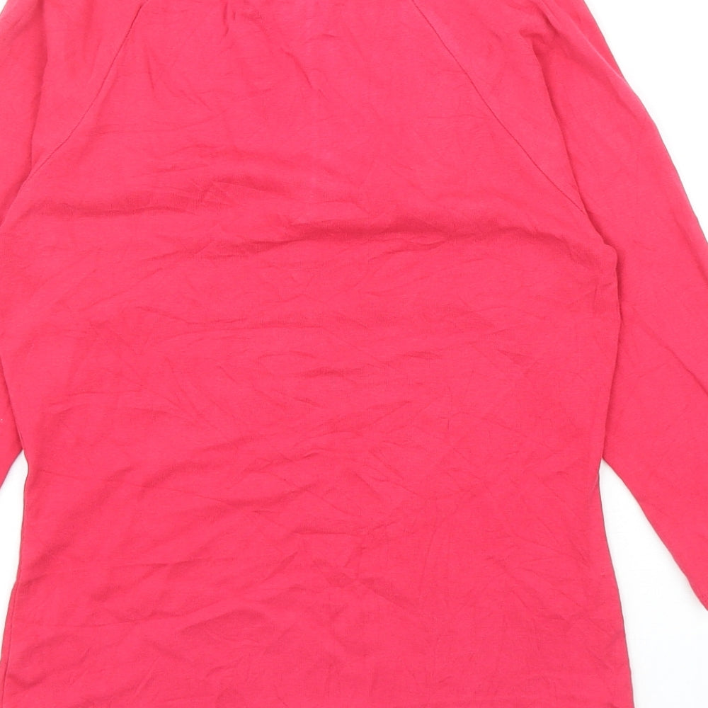 Monsoon Womens Pink Cotton Basic T-Shirt Size 10 Scoop Neck