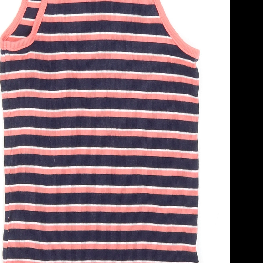 George Girls Multicoloured Striped Cotton Basic Tank Size 7-8 Years Square Neck Pullover