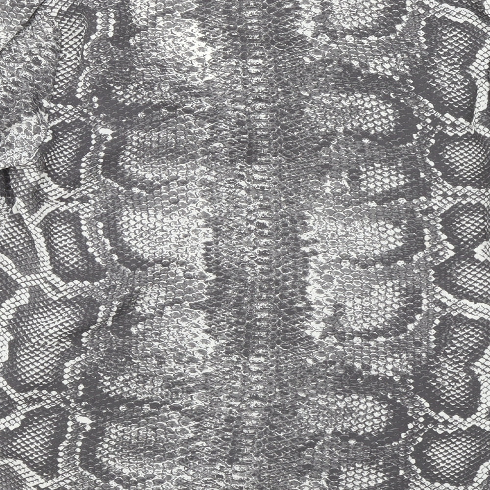 Principles Womens Grey Animal Print Polyester Basic Blouse Size 12 V-Neck - Snake Print