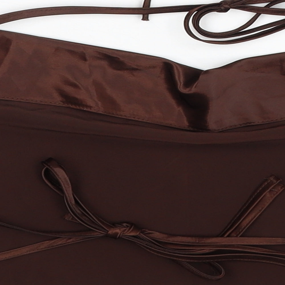 Divided by H&M Womens Brown Polyester Cropped Blouse Size XS Cowl Neck