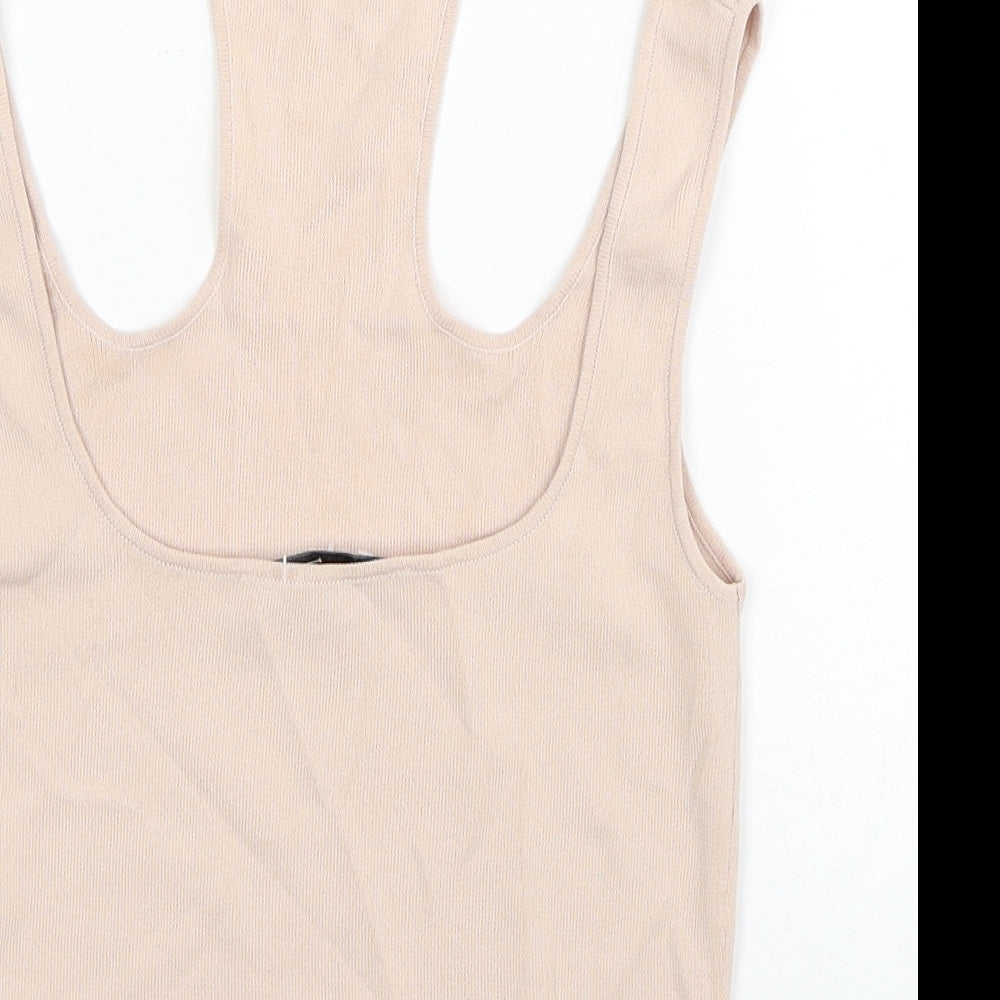 Zara Womens Beige Viscose Cropped Tank Size S Halter