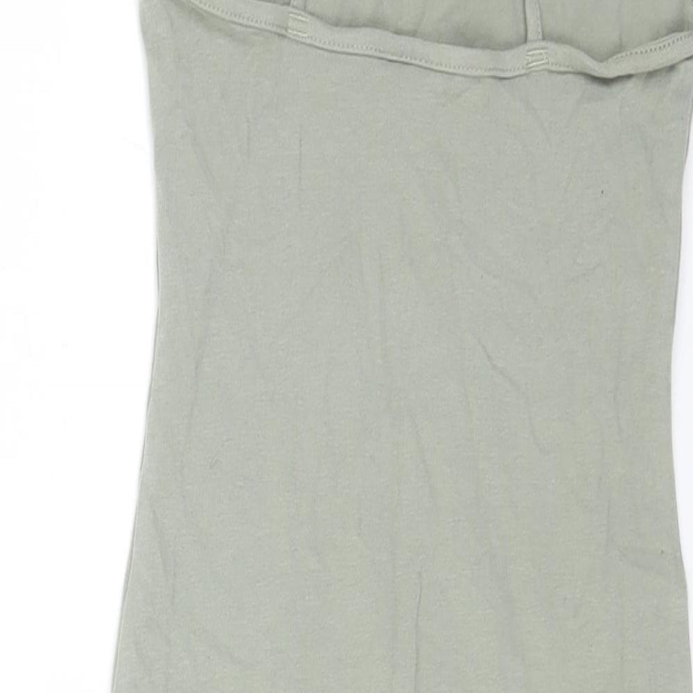 H&M Womens Green Cotton Bodycon Size XS Halter Pullover