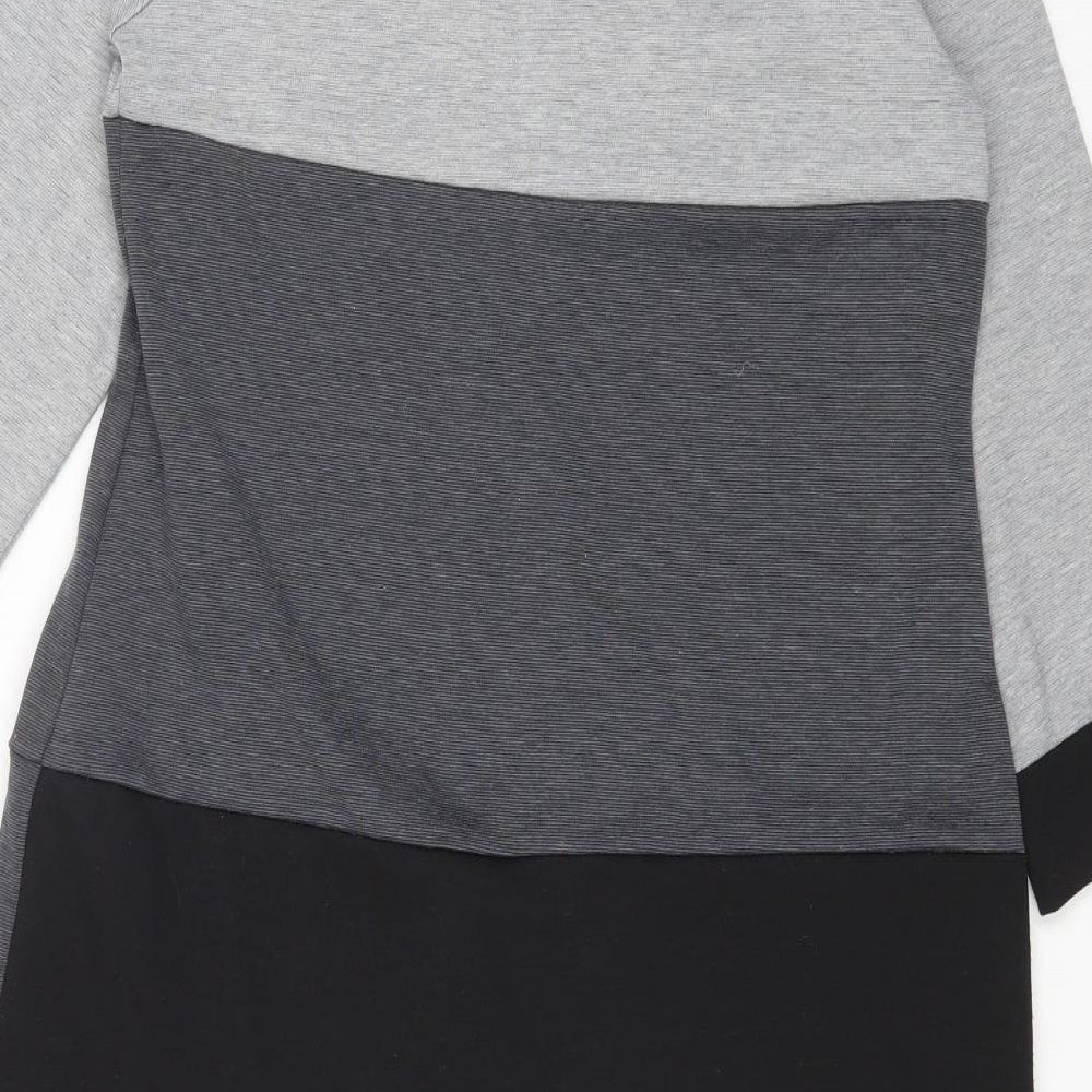 Preworn Womens Grey Colourblock Polyester A-Line Size S V-Neck Pullover
