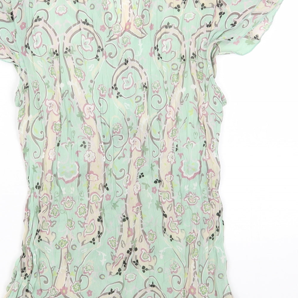 Violet & Claire Womens Green Geometric Polyester Basic Blouse Size S V-Neck