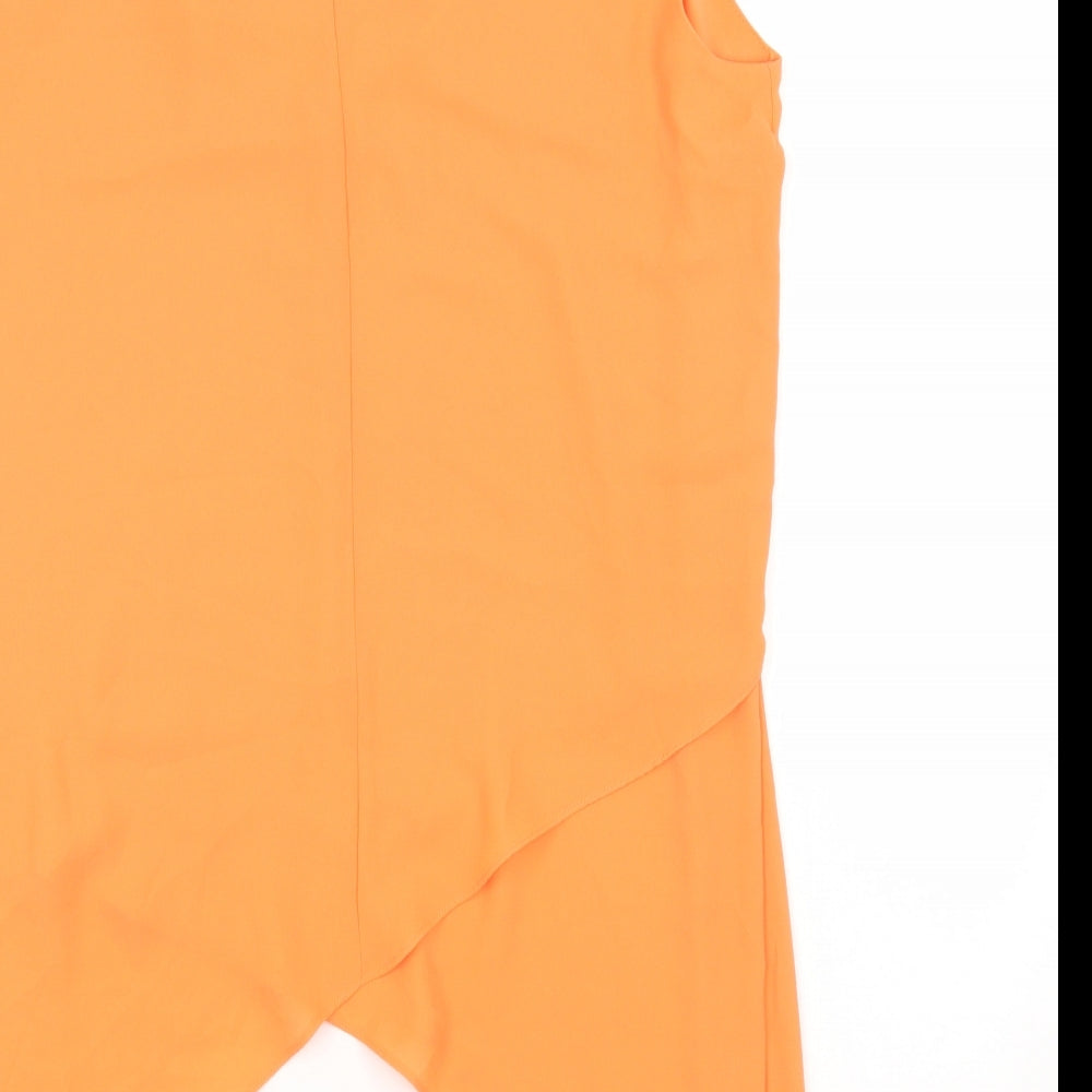 Julien Macdonald Womens Orange Polyester Basic Blouse Size 12 Scoop Neck - Asymmetric