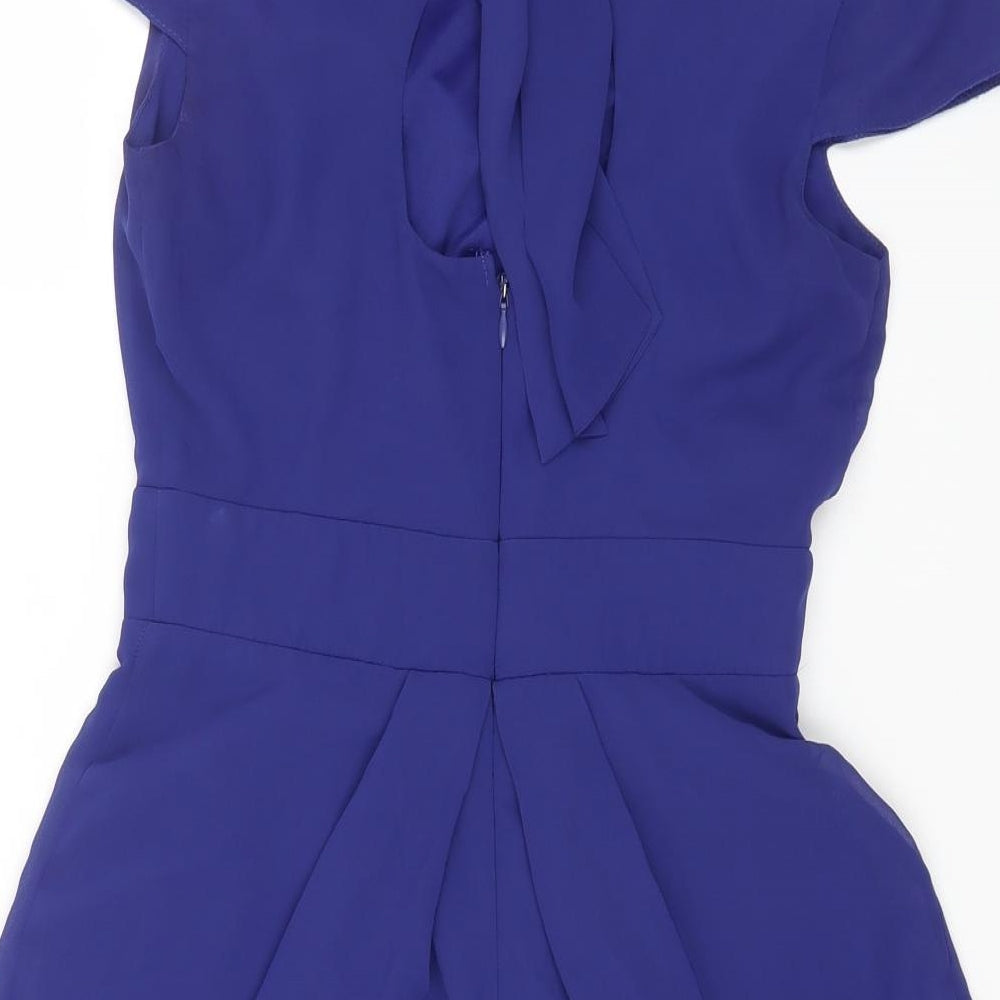 River Island Womens Blue Polyester Mini Size 10 Round Neck Zip