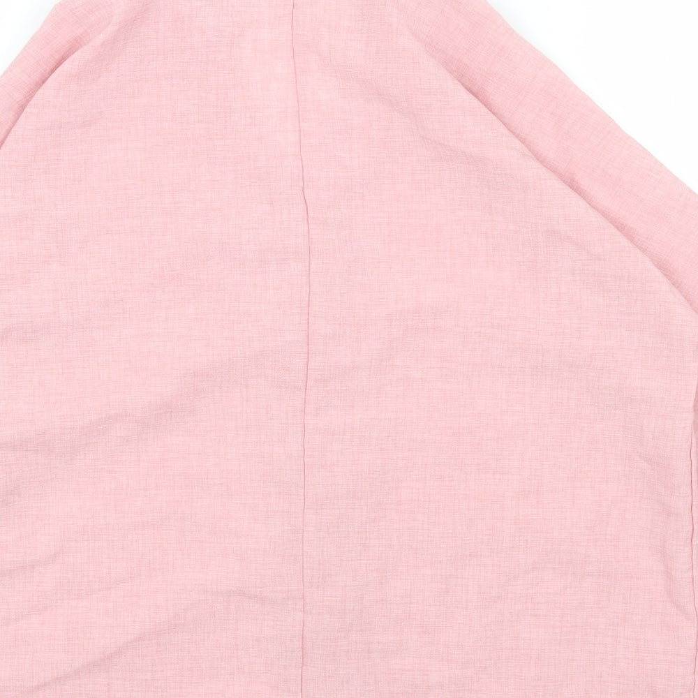 Zanzea Womens Pink Polyester Basic T-Shirt Size S Collared