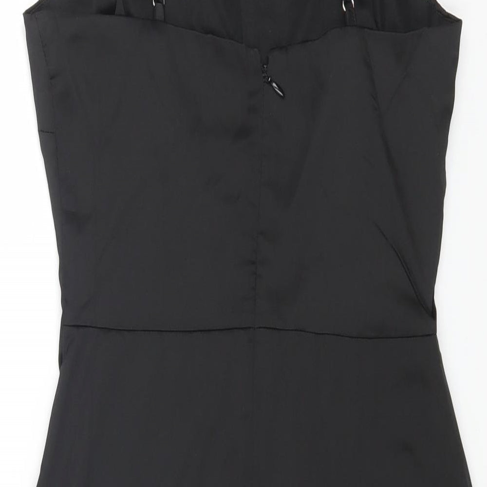 Missguided Womens Black Polyester Bodycon Size 8 Square Neck Zip