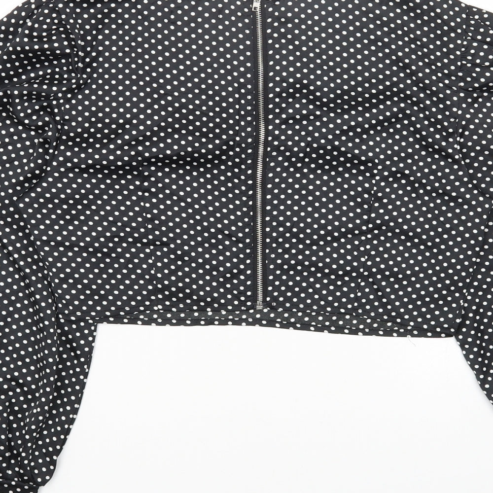 Nasty Gal Womens Black Polka Dot Polyester Cropped Blouse Size 8 Square Neck
