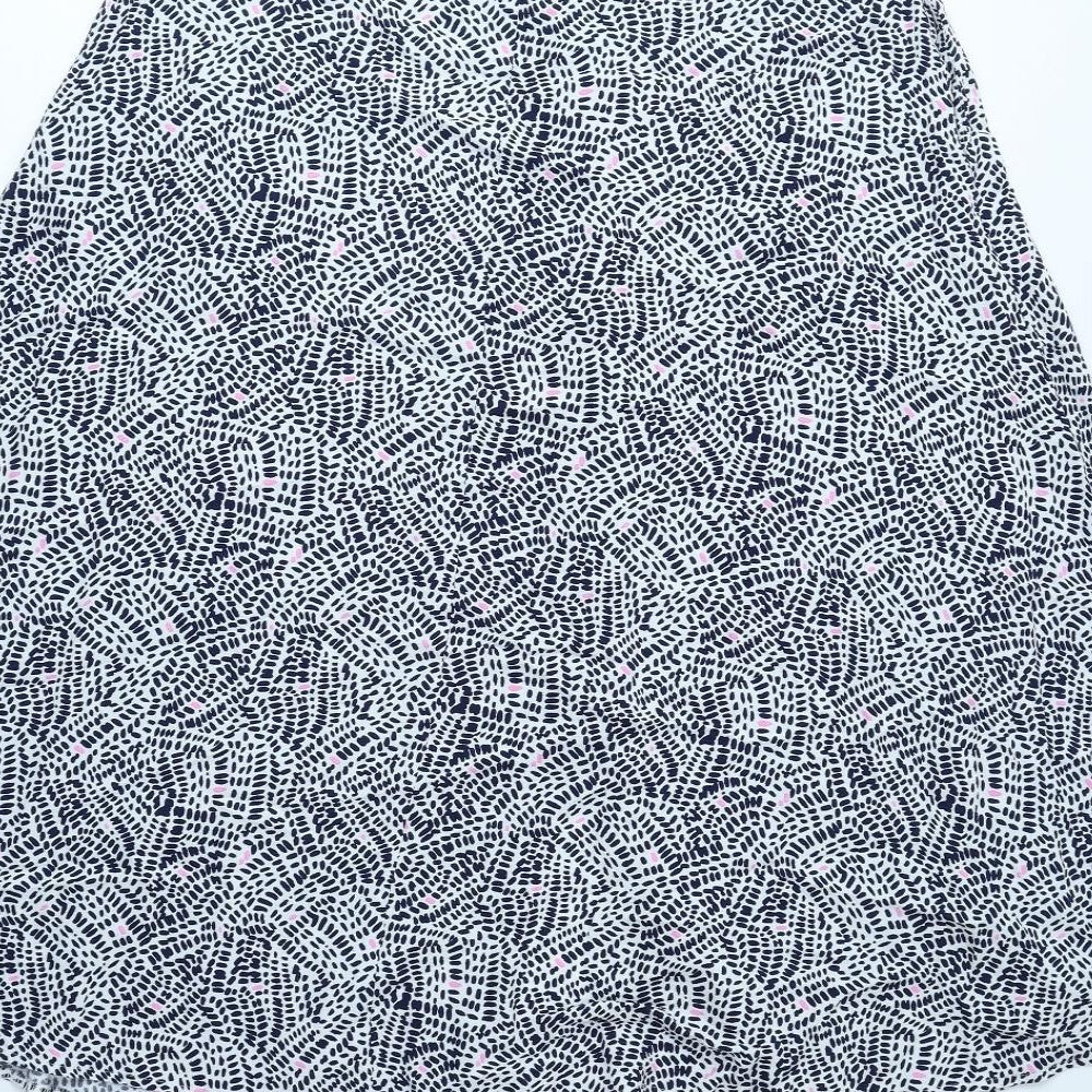 Marks & Spencer Womens White Geometric Viscose A-Line Skirt Size 12 Button