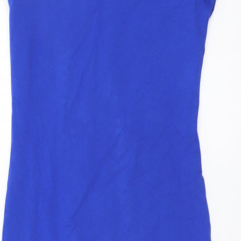 H&M Womens Blue Cotton Mini Size XS Scoop Neck Pullover