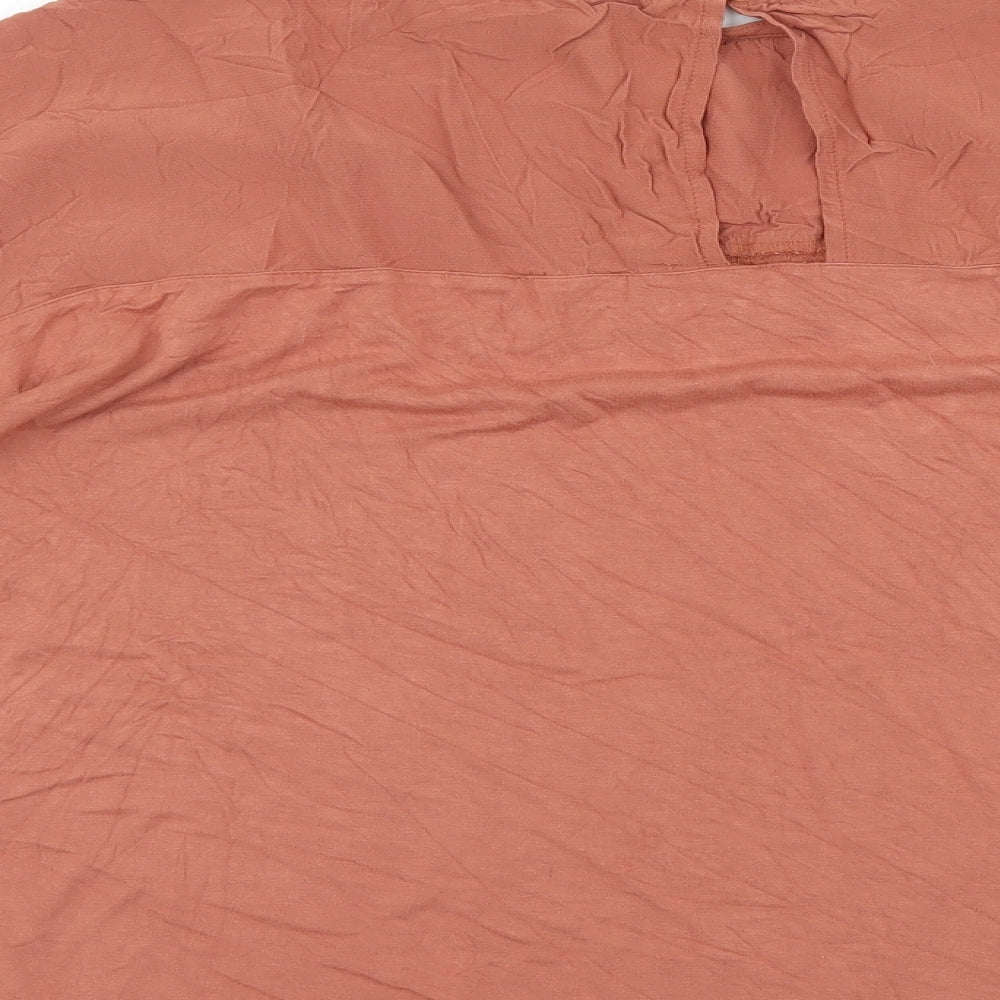 NEXT Womens Brown Viscose Basic Blouse Size 14 Round Neck