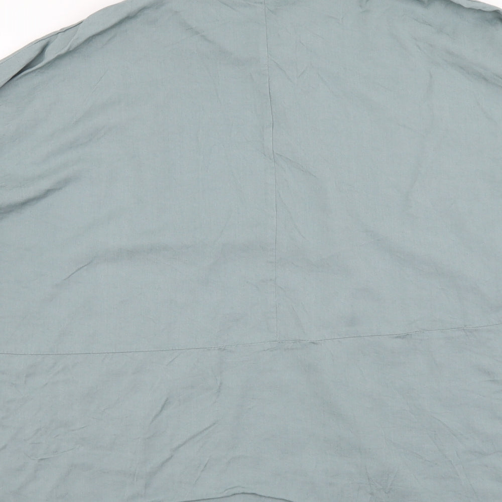 H&M Womens Green Polyester Basic Button-Up Size XS Collared