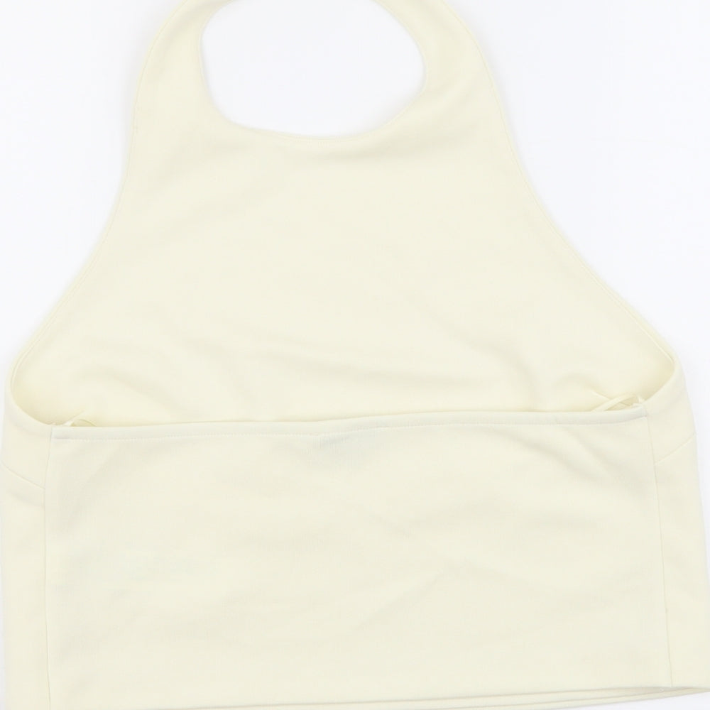 Zara Womens Ivory Polyester Cropped Tank Size M Halter