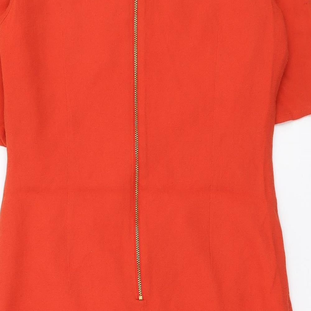 Per Una Womens Orange Polyester A-Line Size 14 Scoop Neck Zip