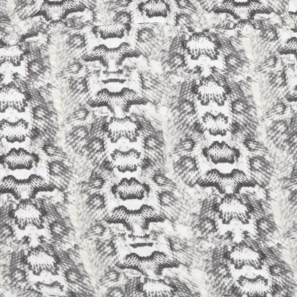 H&M Womens Grey Animal Print Viscose Basic Button-Up Size S Collared - Snake Pattern