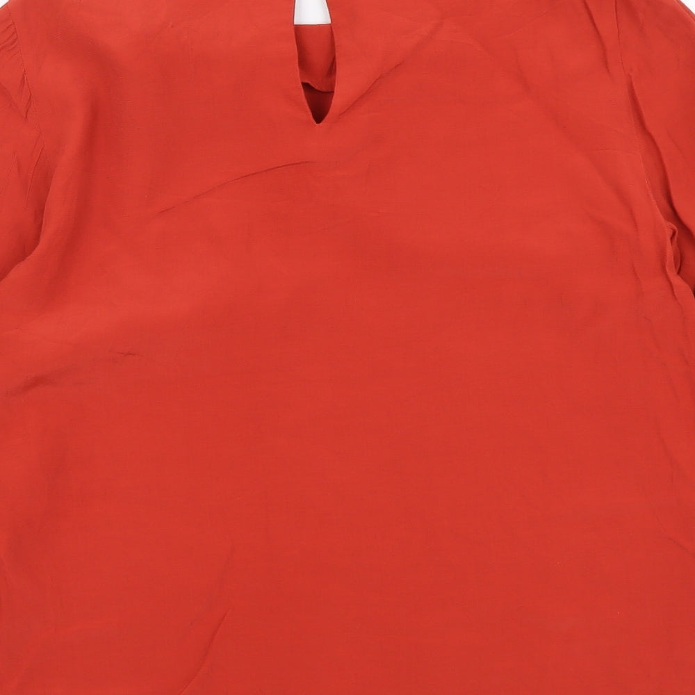 Monsoon Womens Red Viscose Basic Blouse Size 8 Boat Neck
