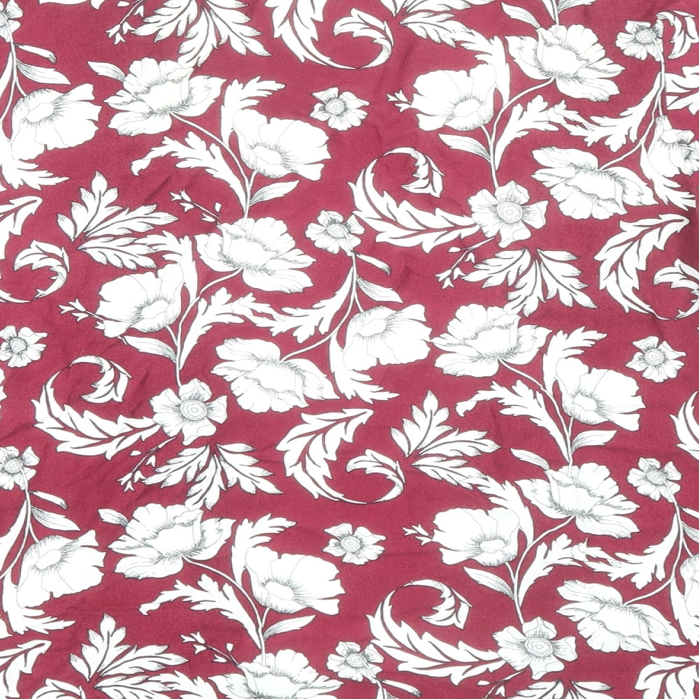 New Look Womens Red Floral Viscose Kimono Blouse Size 12 V-Neck