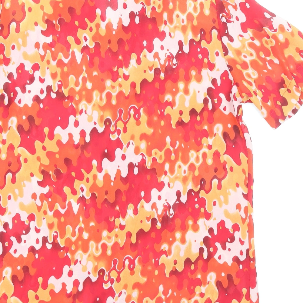 Bella Moda Womens Multicoloured Geometric Polyester Basic Blouse Size 12 Collared
