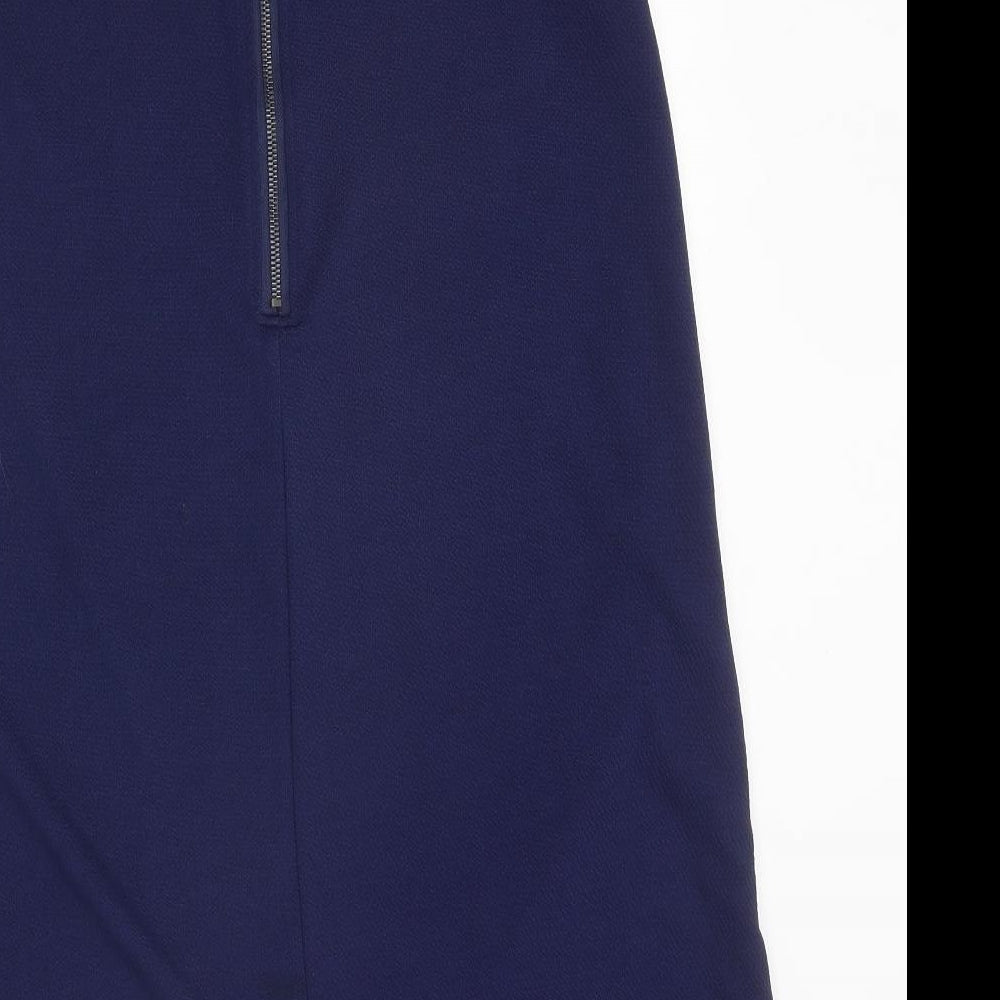 Original Womens Blue Polyester A-Line Size 14 Round Neck Zip