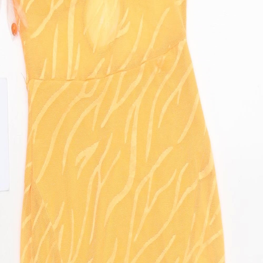 Eight Hour Womens Orange Geometric Polyester Mini Size 8 Round Neck Pullover