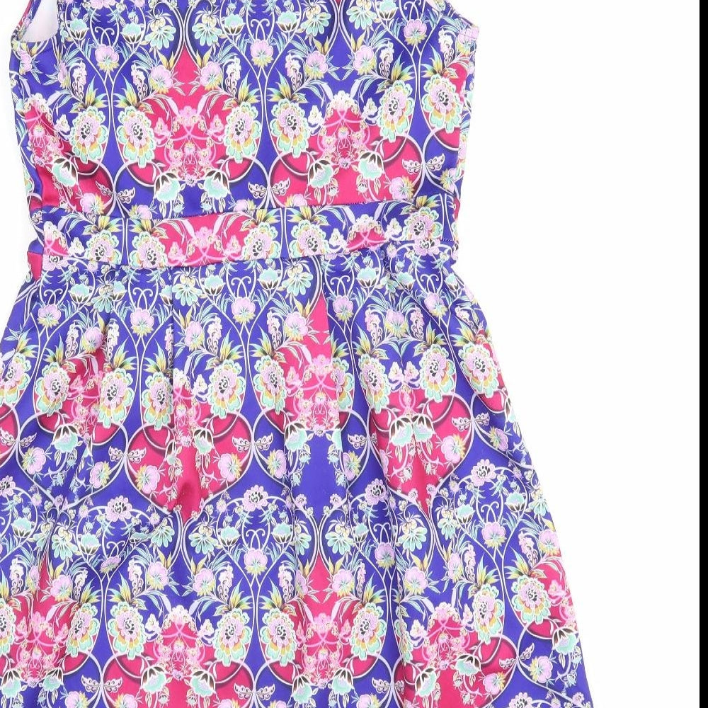 Body Flirt Womens Multicoloured Floral Polyester Fit & Flare Size M Boat Neck Pullover