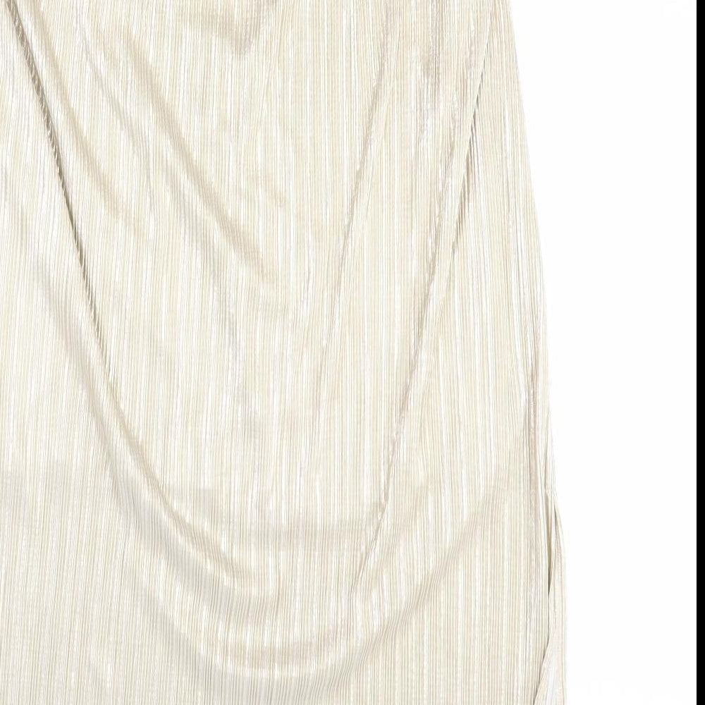Preworn Womens Gold Polyester A-Line Skirt Size 6