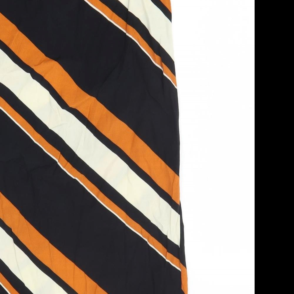 Topshop Womens Black Striped Viscose Straight & Pencil Skirt Size 6 Zip