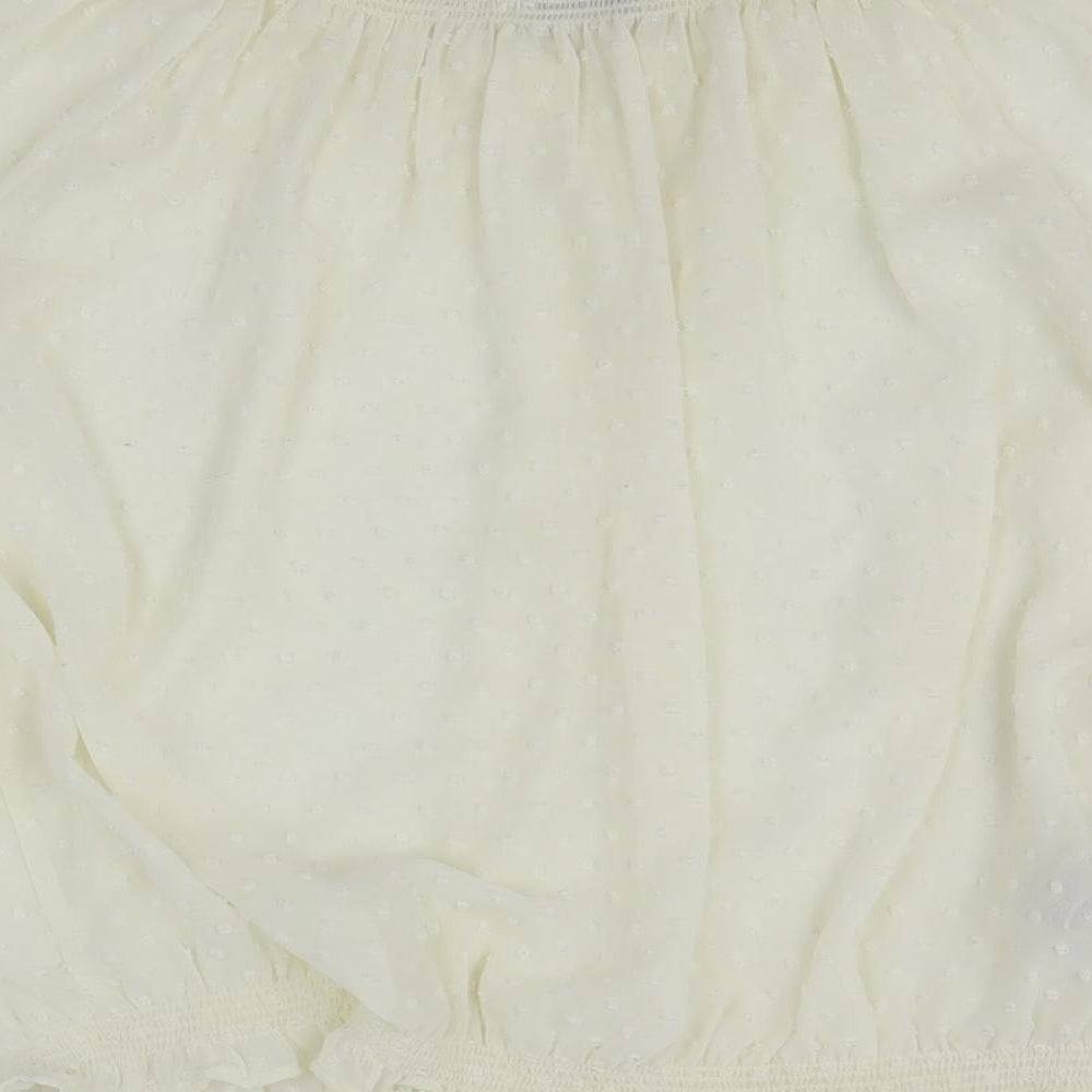 Mango Womens White Polyester Basic Blouse Size L Collared