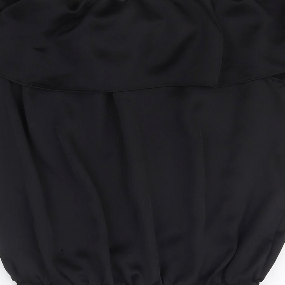Star Womens Black Polyester Basic Blouse Size 14 Collared