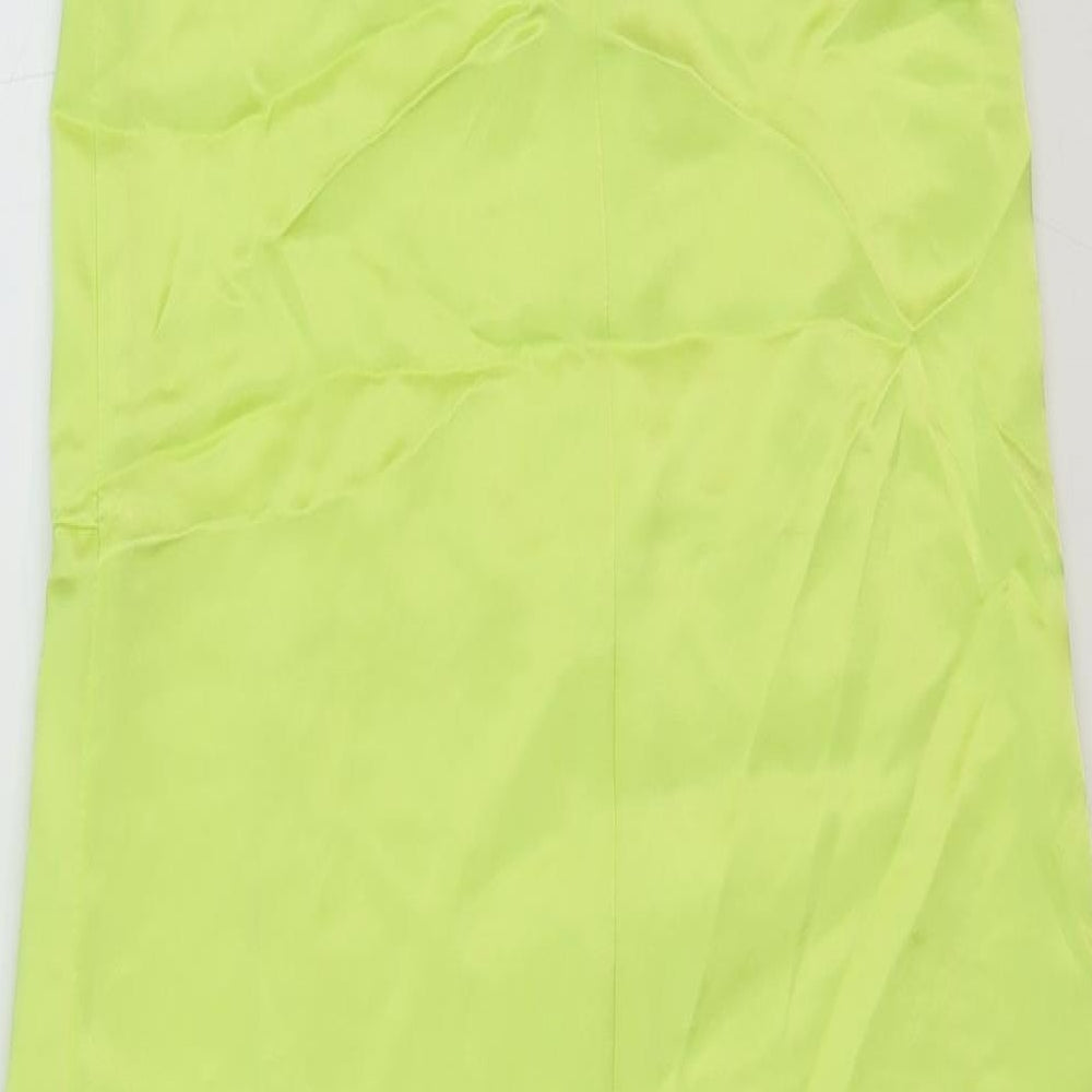 Zara Womens Green Polyester Slip Dress Size XS Square Neck Pullover