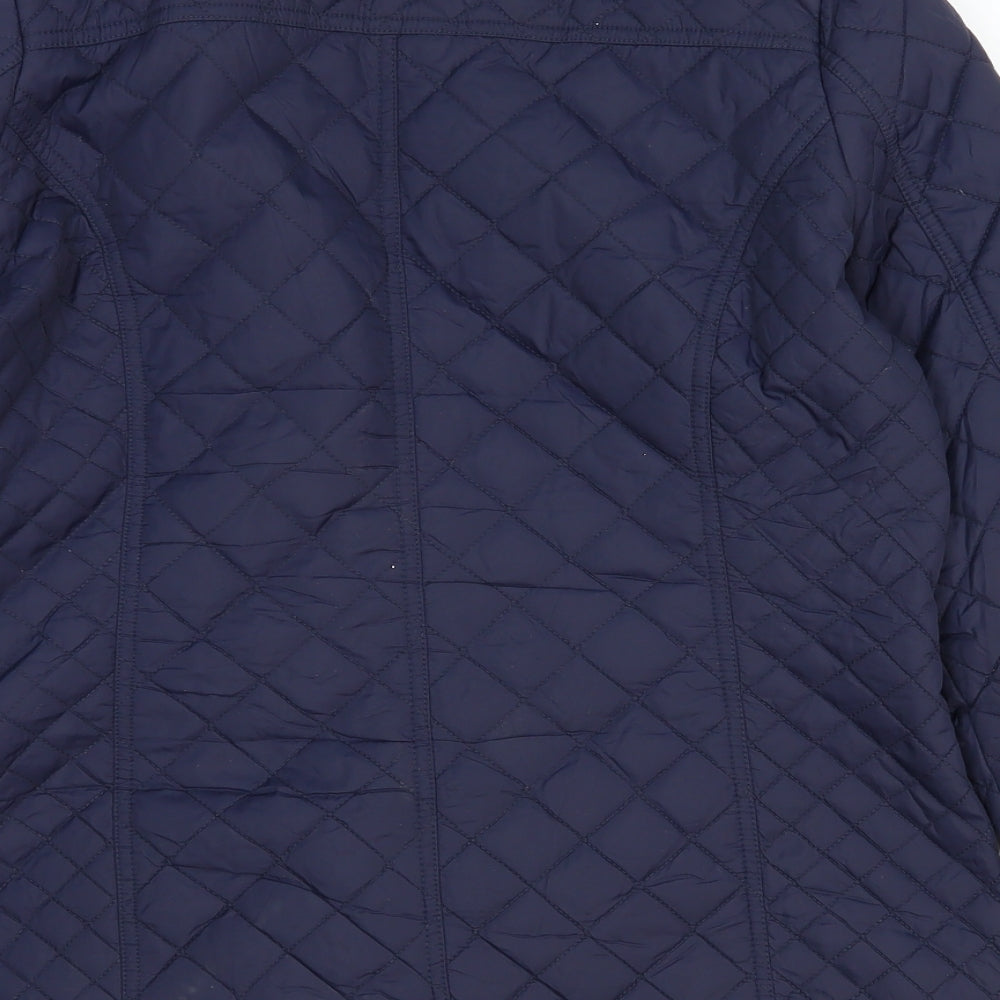 South Womens Blue Quilted Coat Size 14 Zip