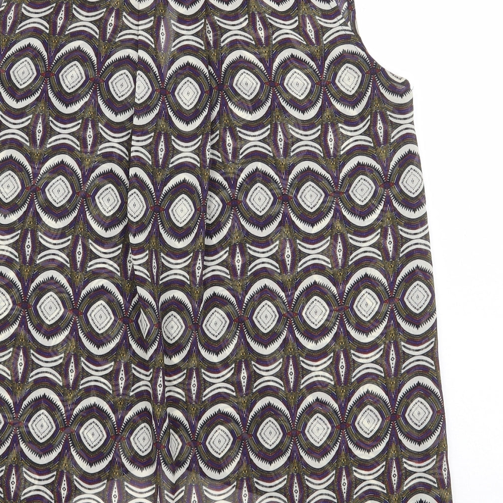 H&M Womens Multicoloured Geometric Polyester Basic Blouse Size 10 V-Neck