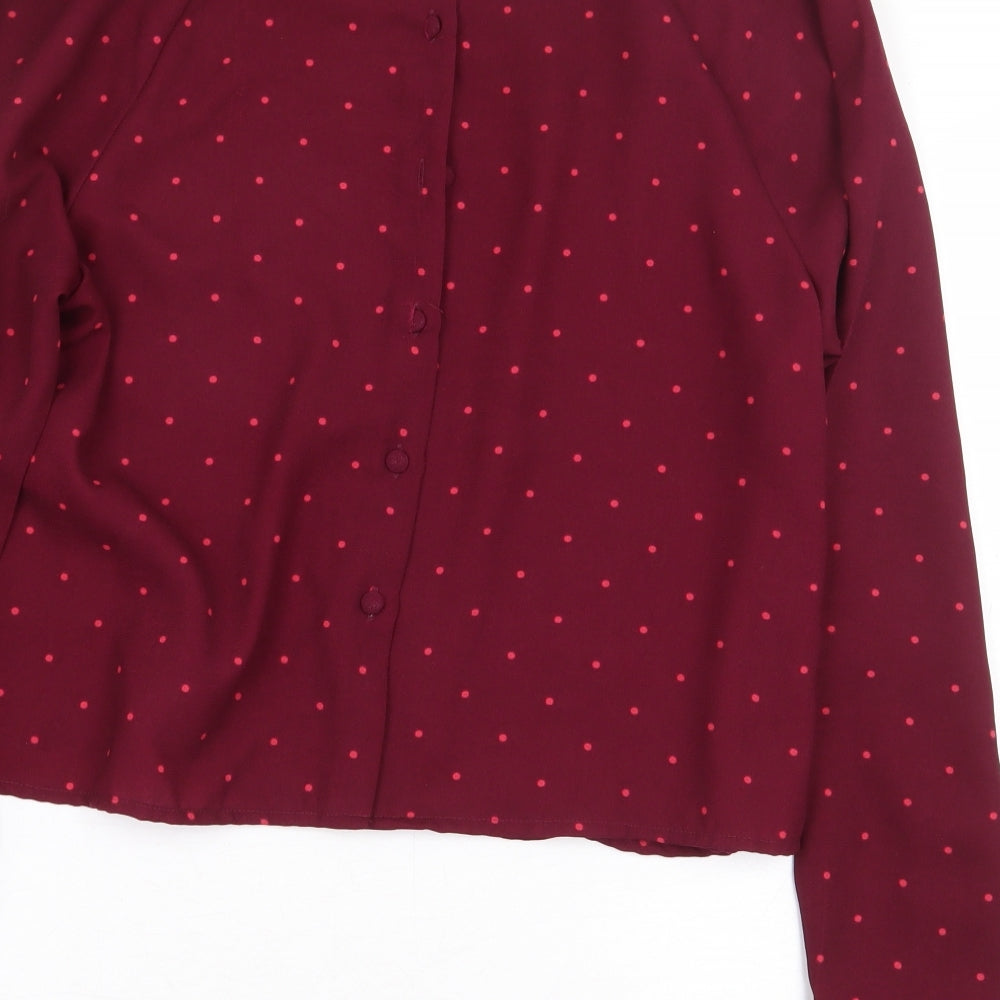 VERO MODA Womens Red Polka Dot Polyester Basic Blouse Size M Boat Neck