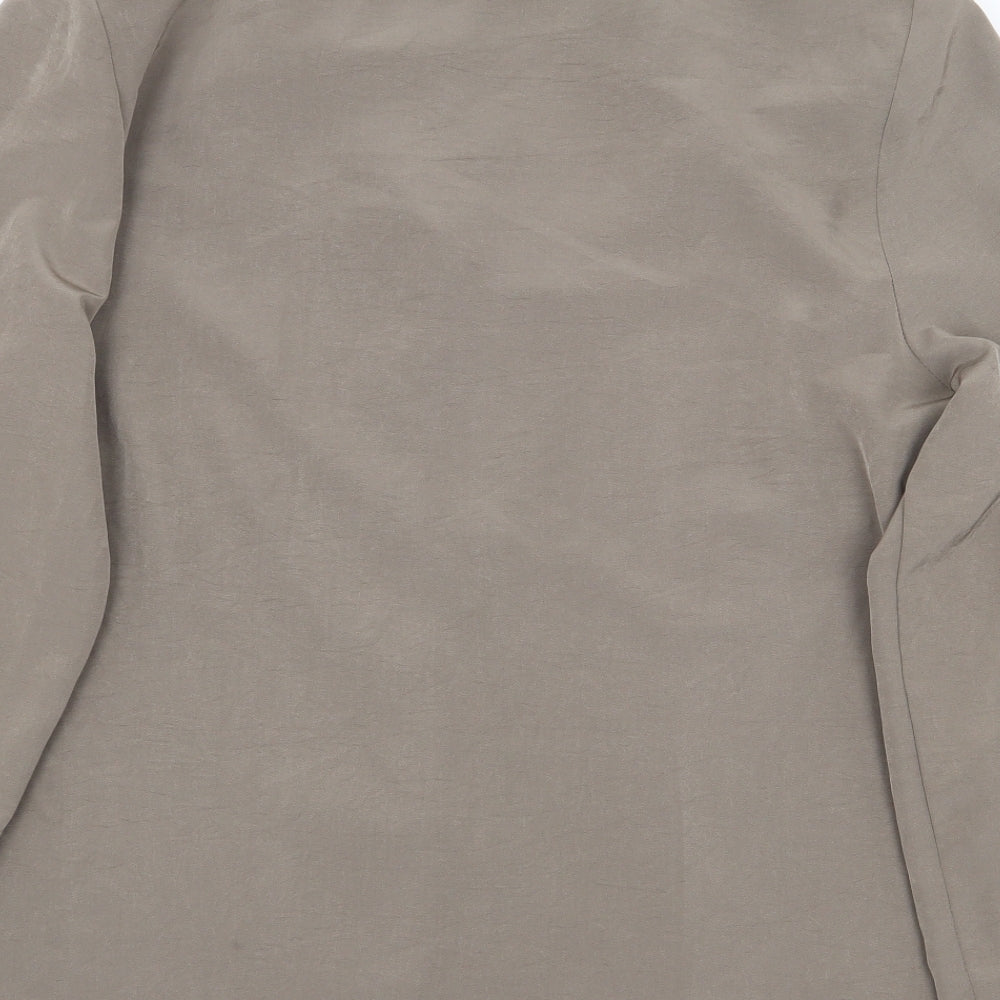 Reldan Womens Grey Polyester Basic Button-Up Size 16 V-Neck