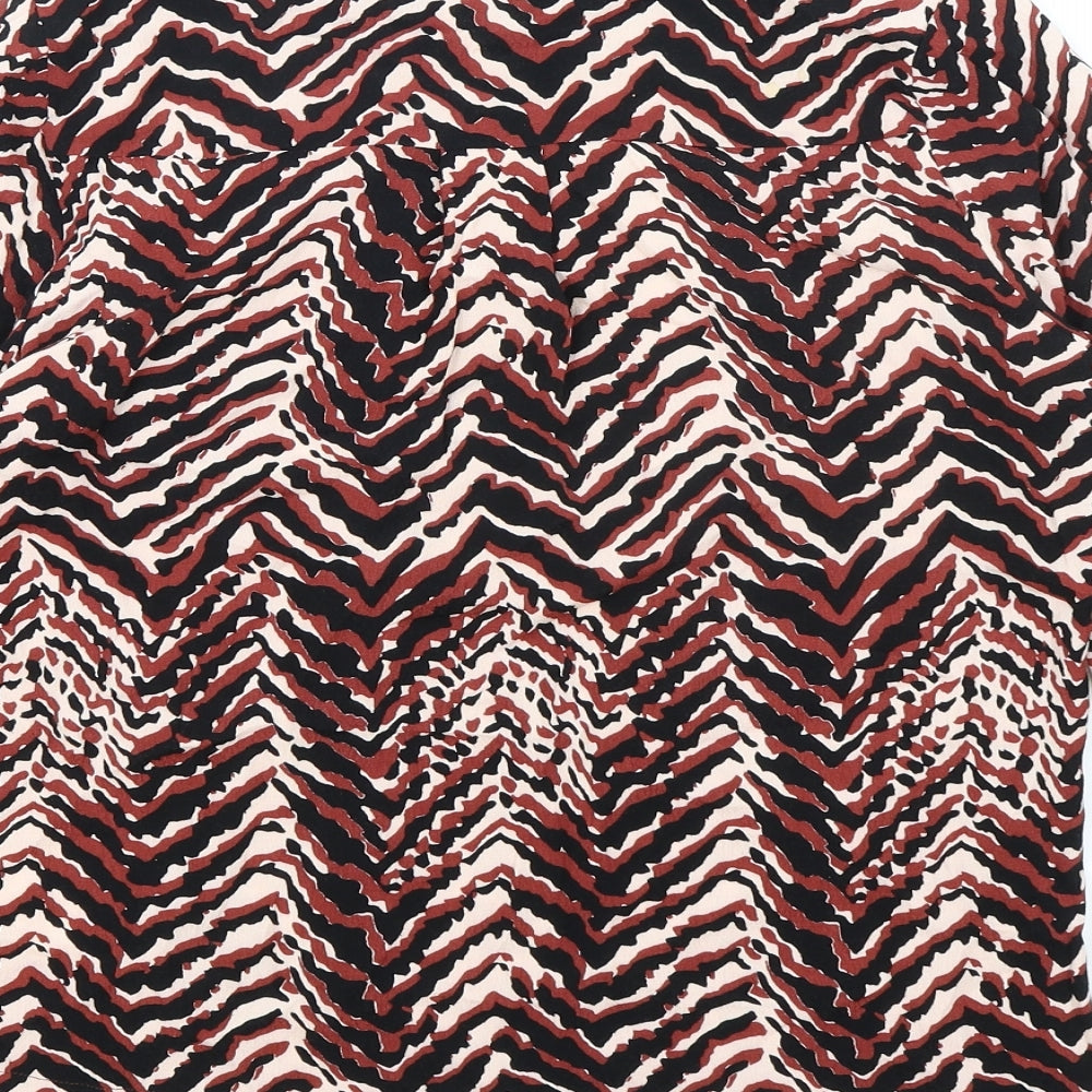 Oliver Bonas Womens Multicoloured Geometric Viscose Basic Button-Up Size 6 Collared