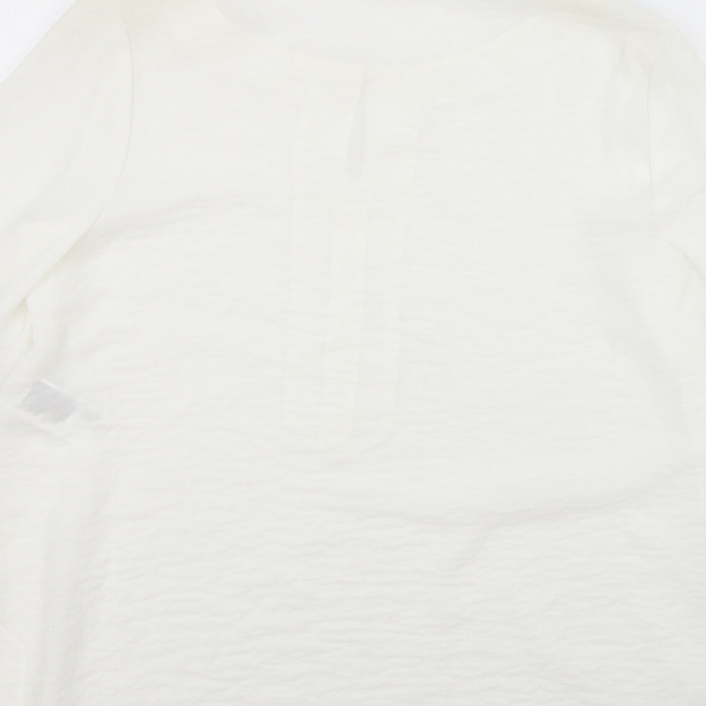 Triangle Womens White Polyester Tunic Blouse Size 14 V-Neck