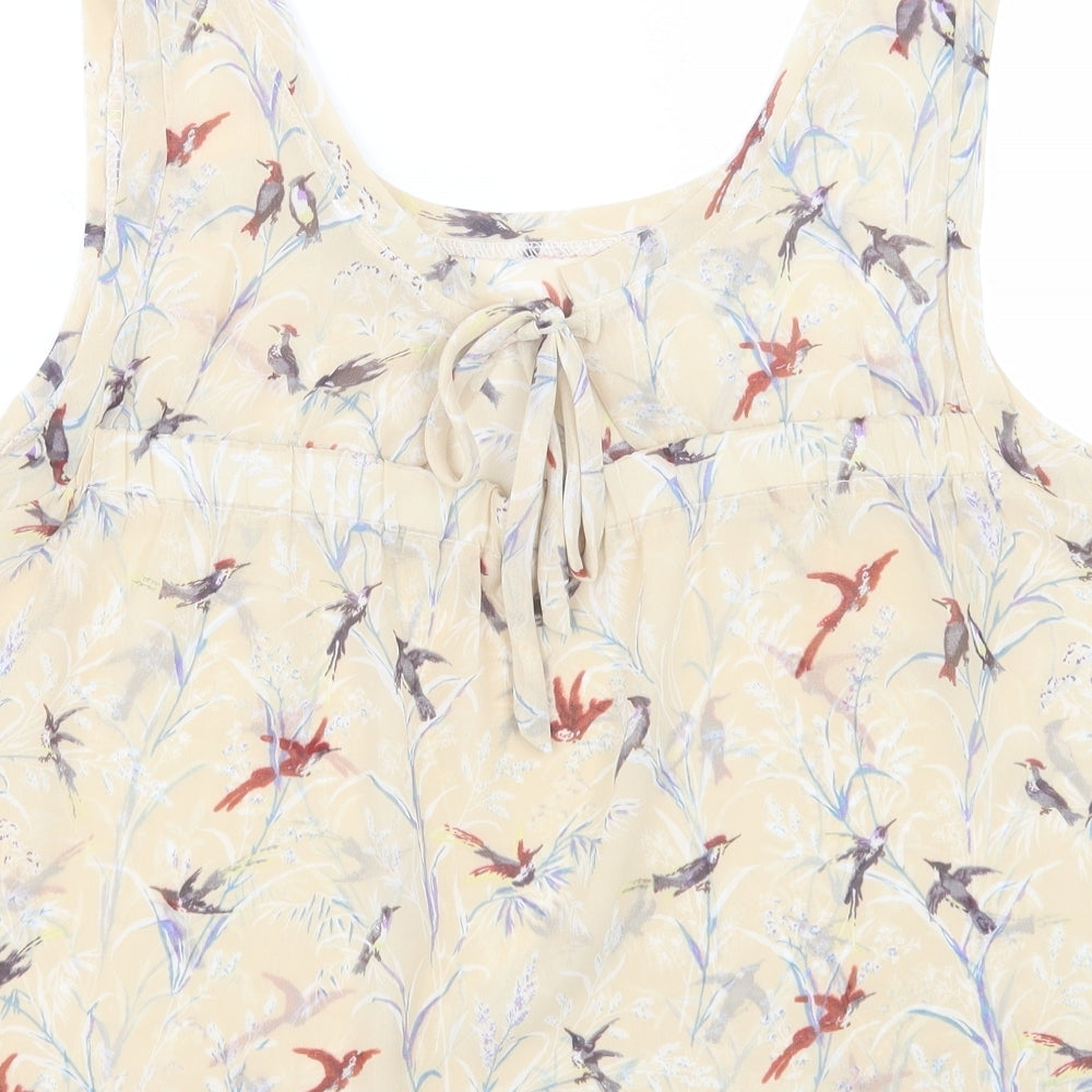 New Look Womens Beige Geometric Polyester Camisole Tank Size M Scoop Neck - Size M/L