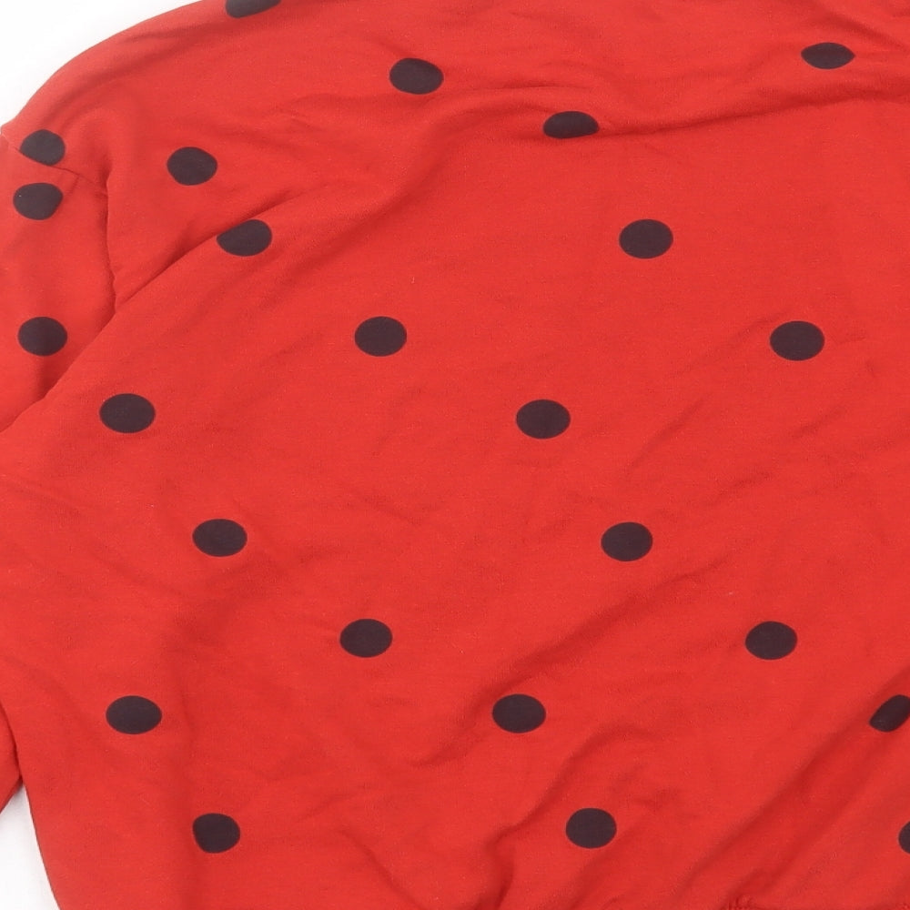 monkl Womens Red Polka Dot Cotton Pullover Sweatshirt Size S Pullover