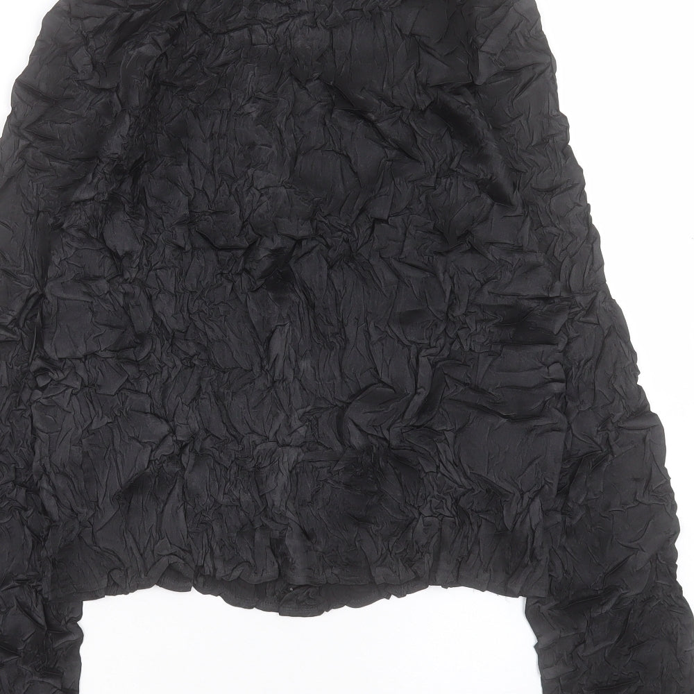 Per Una Womens Black Polyester Basic Button-Up Size 10 Crew Neck