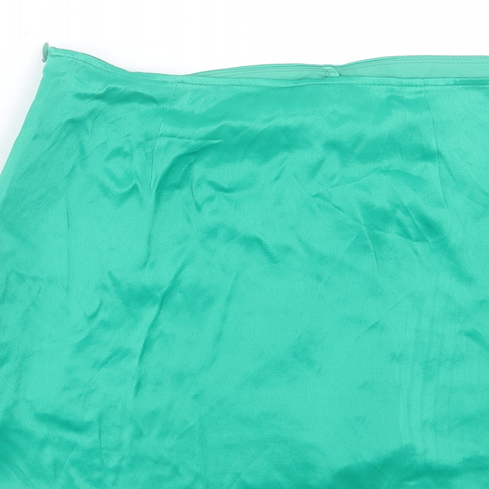 Zara Womens Green Viscose A-Line Skort Size S Zip