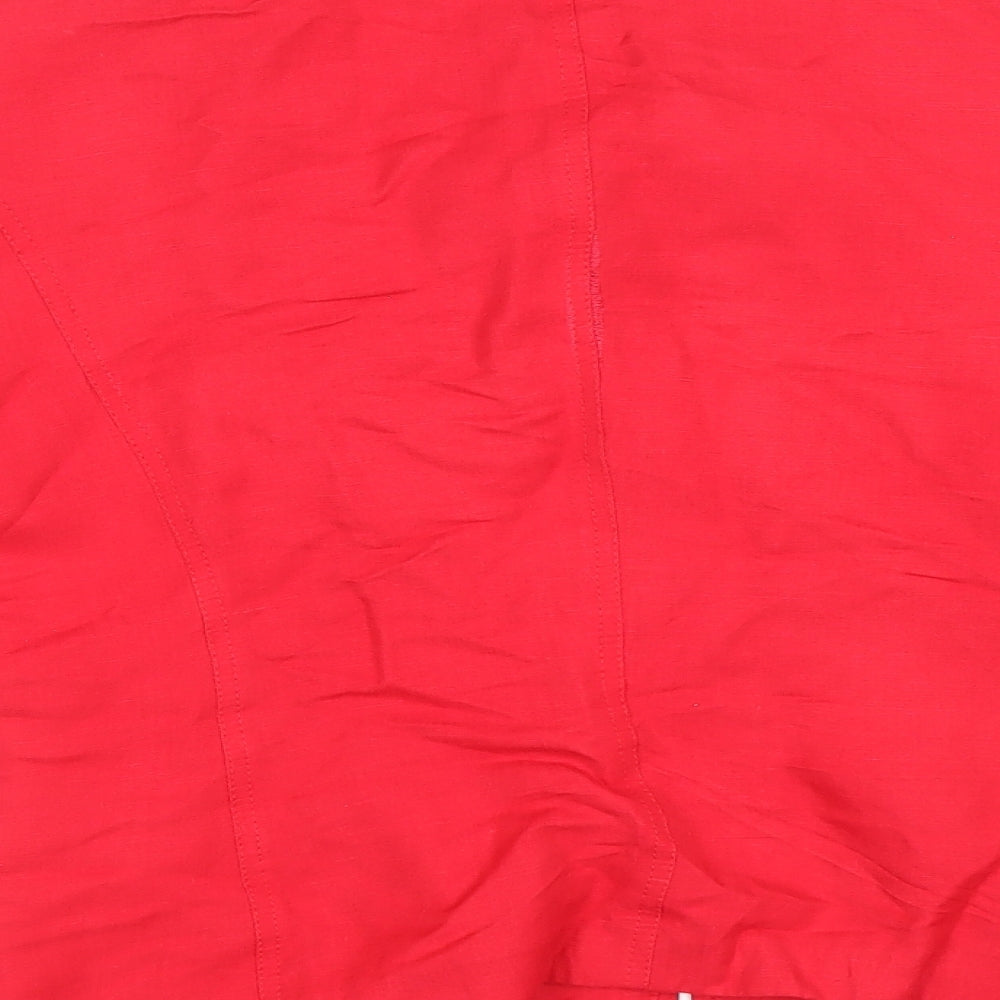 Planet Womens Red Jacket Size 8 Zip - Patch Pockets, Panelled Seam Detail, Fitted